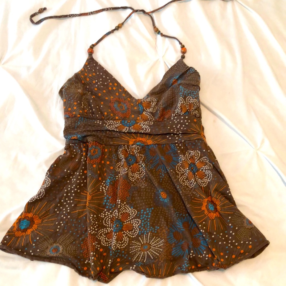 Low cut, high waisted halter